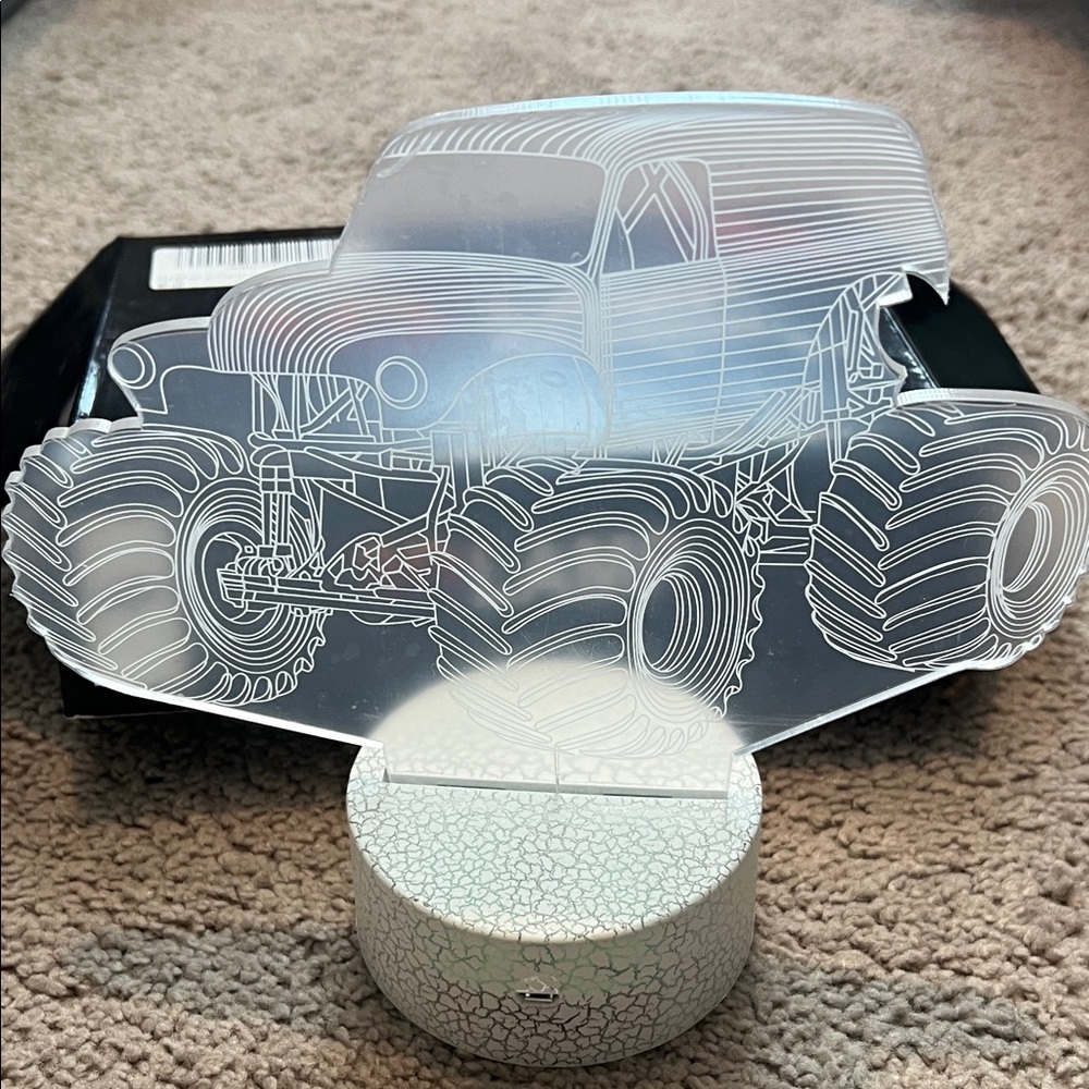 Clear Monster Truck LED Night Light - Kids Cars & Vehicles